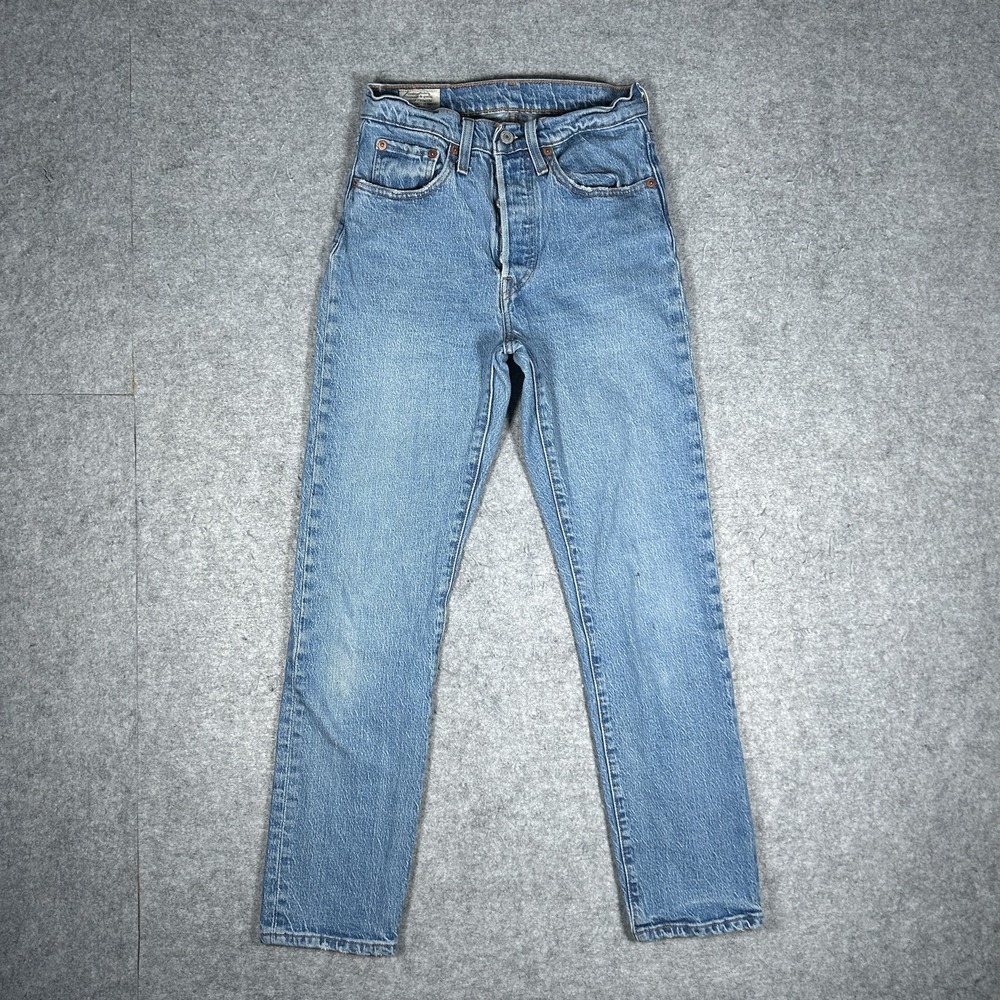 Levi's 501 Denim Jeans Womens 26x28 Light Blue High Waist Straight Leg Mom